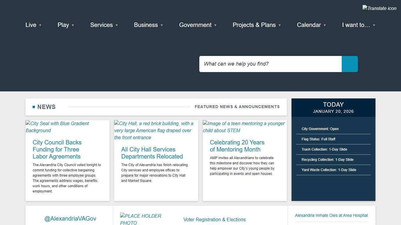 [Current] Welcome to the City of Alexandria Homepage! | City of Alexandria, VA
